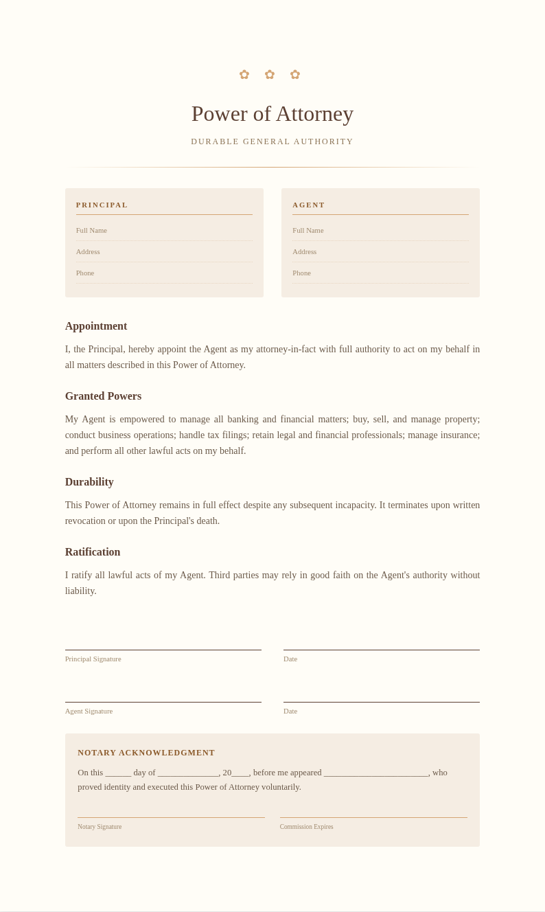 Earth Tone Natural Power of Attorney
